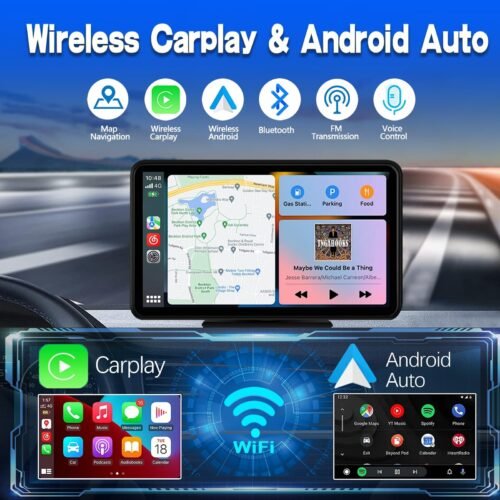 81LwKTdSS9L Wireless Carplay Screen for Car 7" HD Portable Car Stereo Touchscreen with Apple CarPlay and Android Auto with Mirror Link/Backup Camera/Bluetooth/GPS Navigation/AUX for All Vehicles