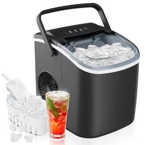 SIMALIFE IM 06 Countertop Ice Maker Self-Cleaning Portable Ice Maker with Ice Scoop and Basket Ice Machine with Bullet Ice