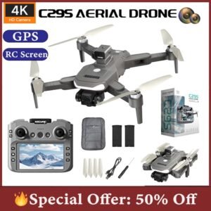 C29S 4K GPS Drone with Dual Camera & 50x Zoom – 40 Min Flight, 4.5" Remote Screen, Altitude Hold, Ideal for Aerial Photography