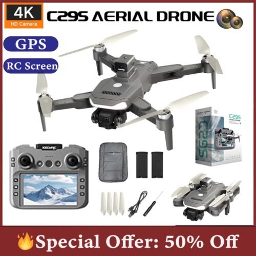 C29S 4K GPS Drone with Dual Camera & 50x Zoom – 40 Min Flight, 4.5" Remote Screen, Altitude Hold, Ideal for Aerial Photography