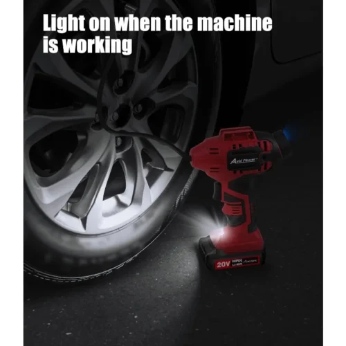 Tire Inflator Portable Air Compressor, 20V Cordless Car Tire Pump, Rechargeable Battery Powered Air Compressor w
