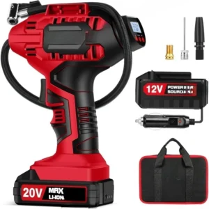 Tire Inflator Portable Air Compressor, 20V Cordless Car Tire Pump, Rechargeable Battery Powered Air Compressor w