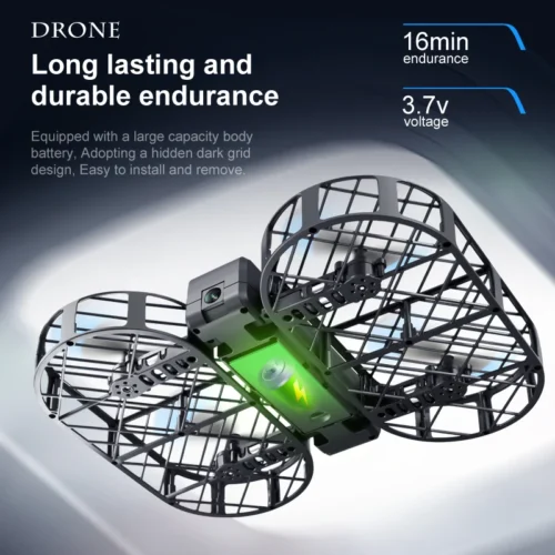 Foldable Grid Drone for Kids - HD Aerial Photography, Gravity Control & 360° Safety Protection