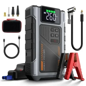 Portable Car Jump Starter With Air Compressor 2500A Peak (8.0L Gas, 6.5L Diesel) With 150 PSI Tire Inflator