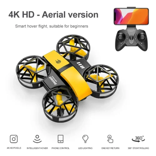 JC811 Mini Quadcopter 4k 360 Degree Rotation Headless Mode Video Shooting Stunt Hexacopter Drone for Kids Beginner with Camera
