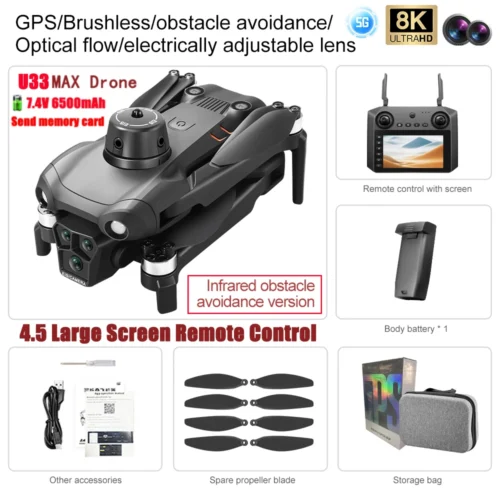 2025 New U99/U33 Professional GPS Drone 8k Camera with Screen Remote Control Four-Axis Aerial Photography 5G FPV RC Dron 6000M